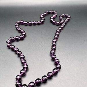 Amazing Faux Amethyst Purple Glass Beaded Necklace 15”